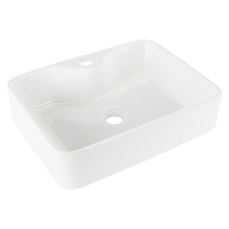 Fen White Ceramic Above-Counter Bathroom Vessel Sink
