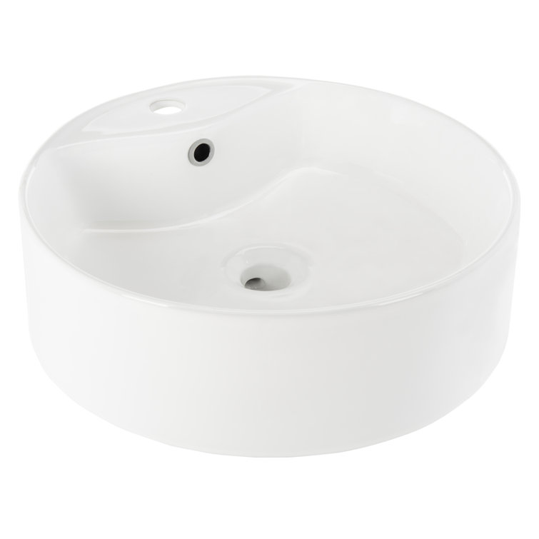 Mira White Ceramic Round Vessel Sink with Overflow Drain