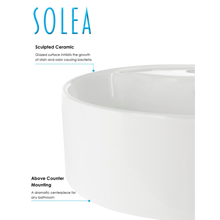 Mira White Ceramic Round Vessel Sink with Overflow Drain