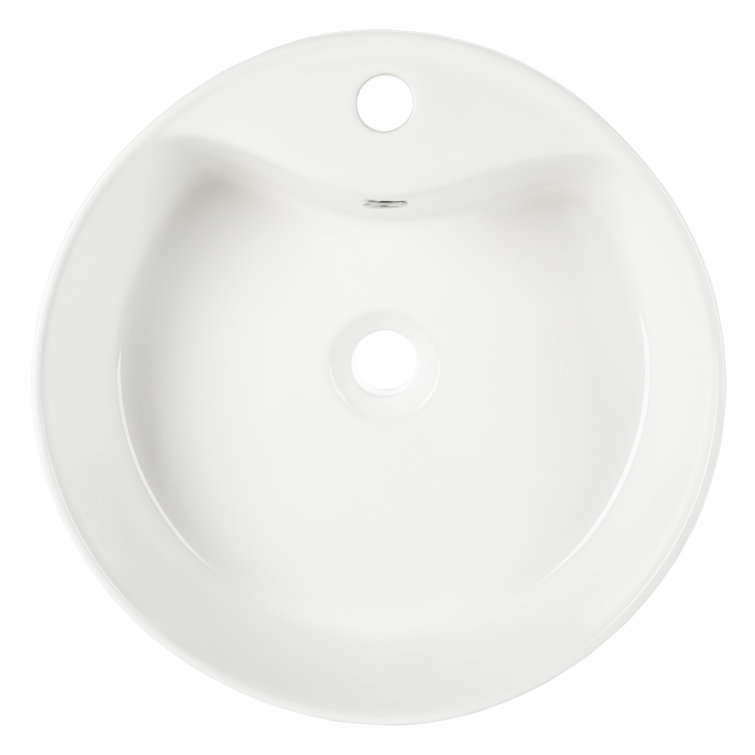 Mira White Ceramic Round Vessel Sink with Overflow Drain