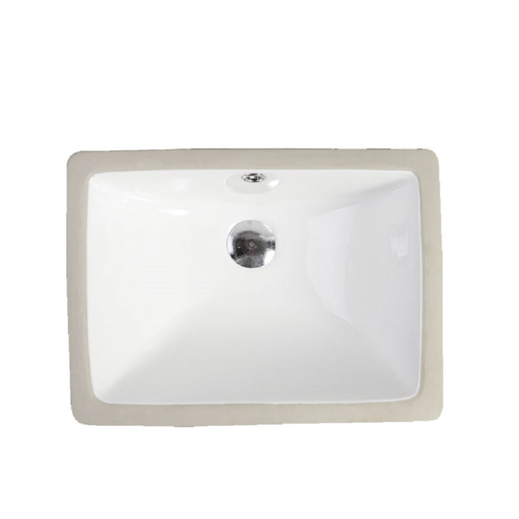Seaton 14'' White Ceramic Rectangular Undermount Bathroom Sink