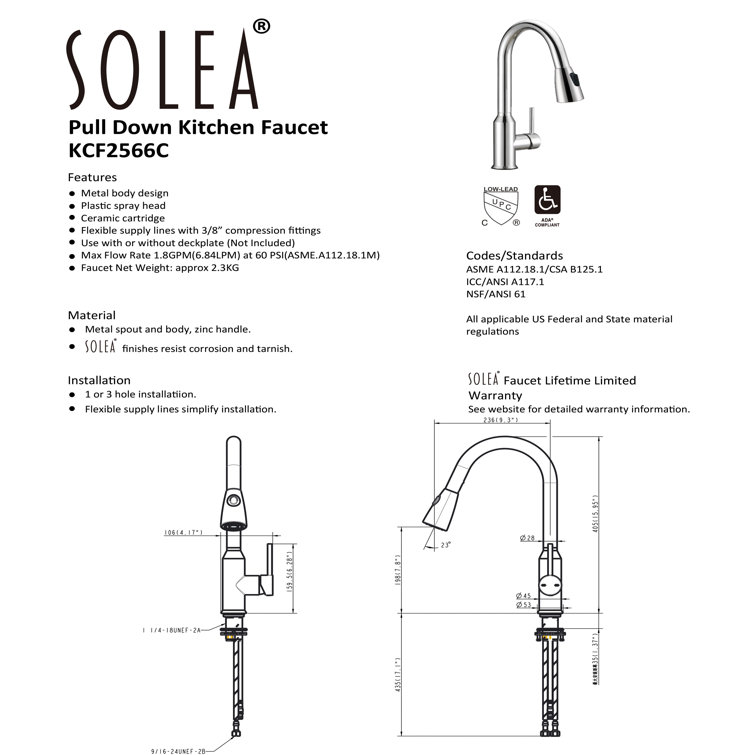 Prosper Chrome Gooseneck Pull Down Kitchen Faucet