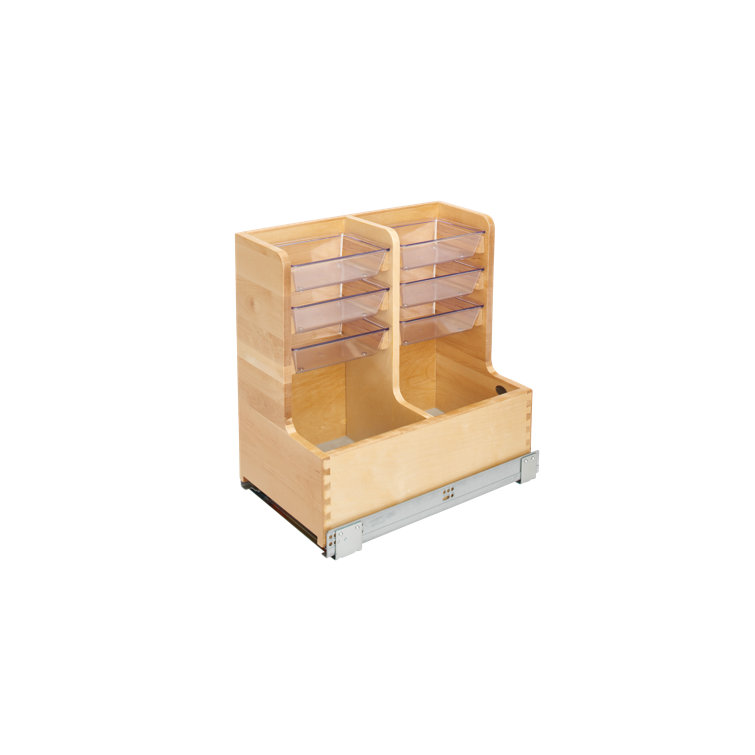 Maple Wood Under-Sink Cabinet Organizer with Chrome Rails and Soft-Close