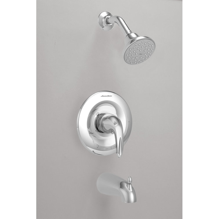 Polished Chrome Wall Mounted Tub and Shower Faucet Set