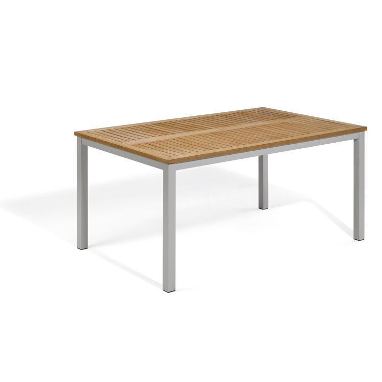 68" Natural Tekwood and Flint Aluminum Outdoor Dining Table