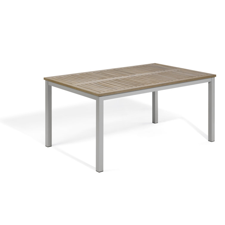 68" Natural Tekwood and Flint Aluminum Outdoor Dining Table