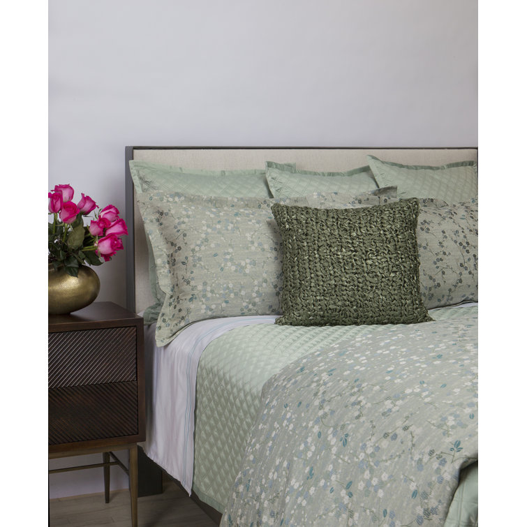 Charcoal & Silver Queen Polyester Charmeuse Diamond-Quilted Coverlet Set
