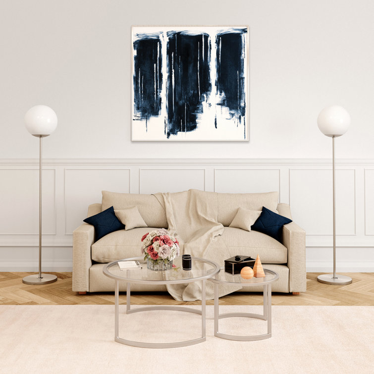 Satin Nickel Round Nested Coffee Tables with Clear Glass Top