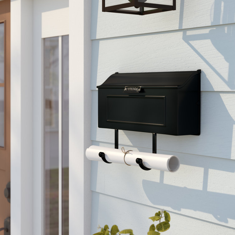 Black Aluminum Lockable Horizontal Wall Mounted Mailbox