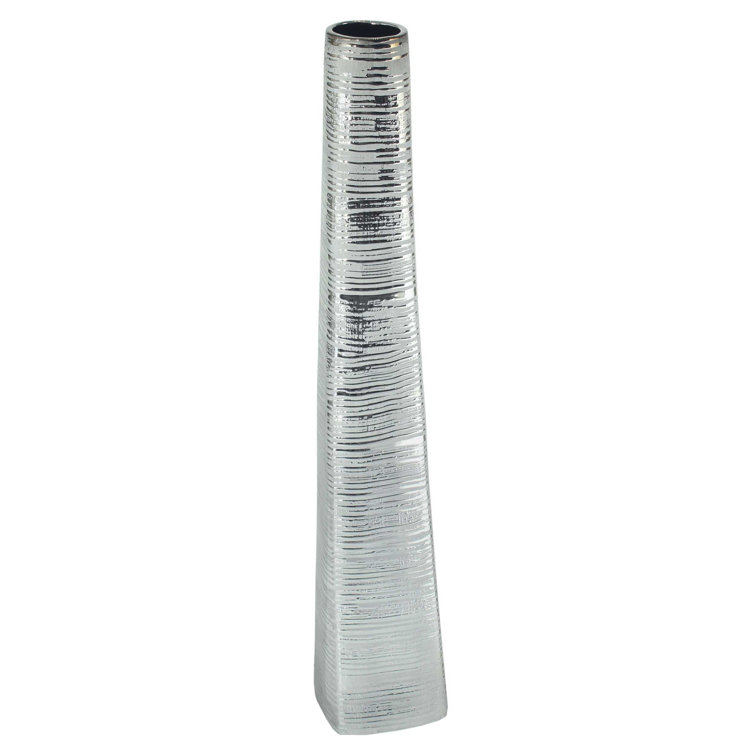 Harper Silver Ceramic Decorative Floor Vase, 43"