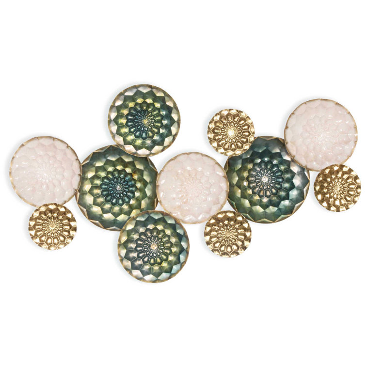 Pilar Teal Gold and Cream Metal Wall Sculpture