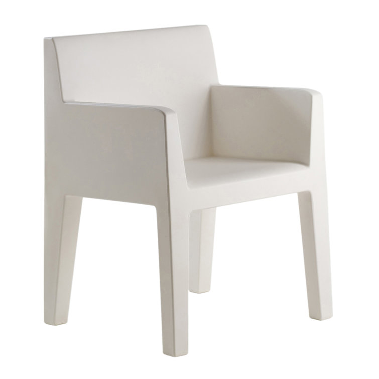 Jut Minimalist White Polyethylene Outdoor Dining Armchair