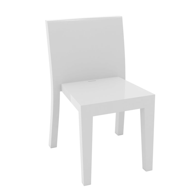 White Matte Polyethylene Armless Outdoor Chair with Cushion