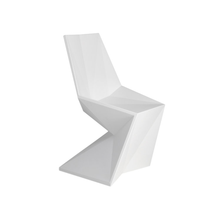 Karim Rashid's Modern Faceted White Polyethylene Outdoor Dining Chair