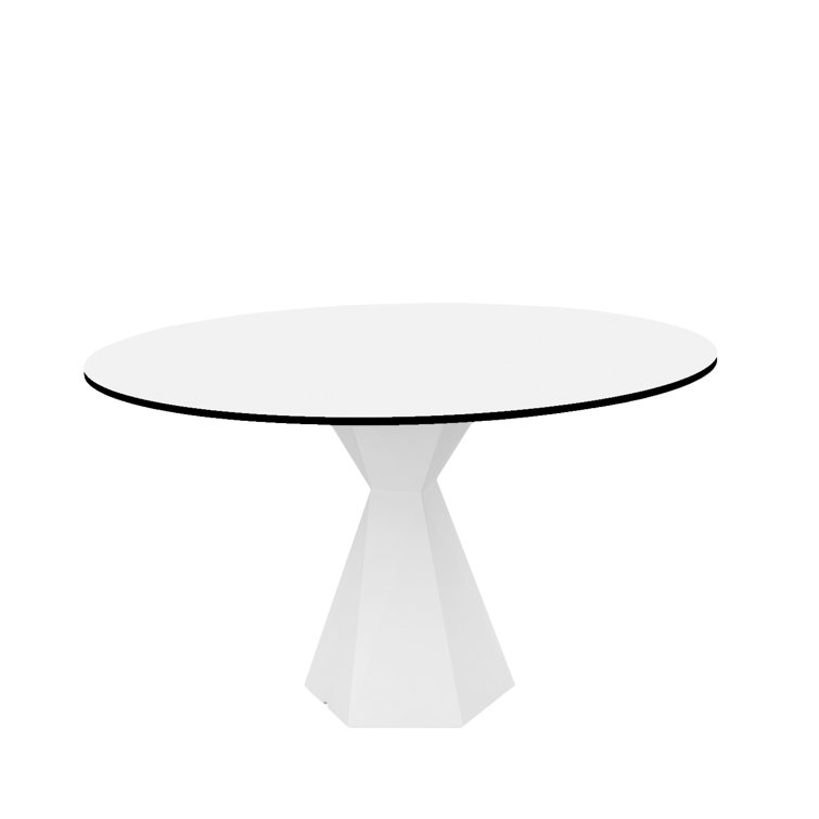 Vertex White Polyethylene Round Dining Table with Black Edge