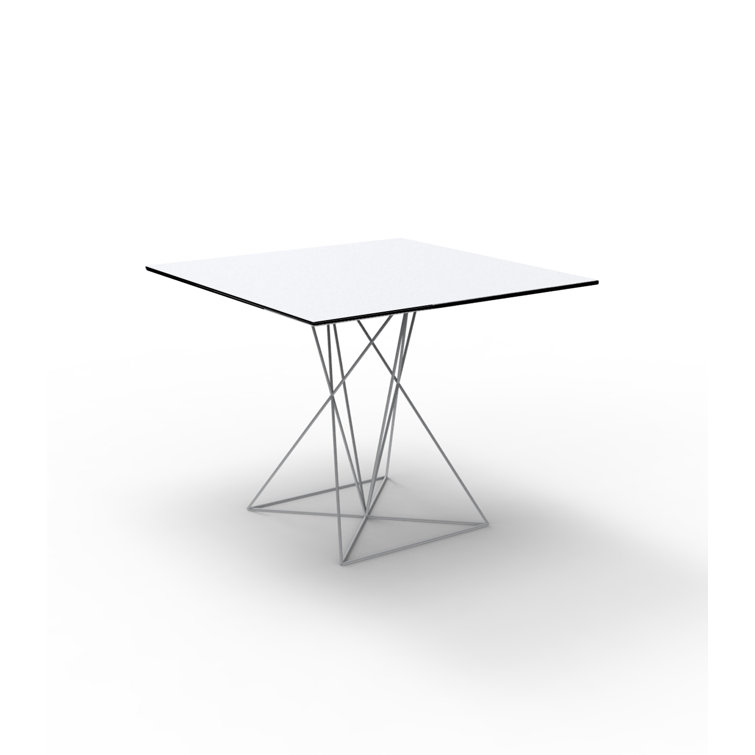 White Metal and Acrylic Square Dining Table