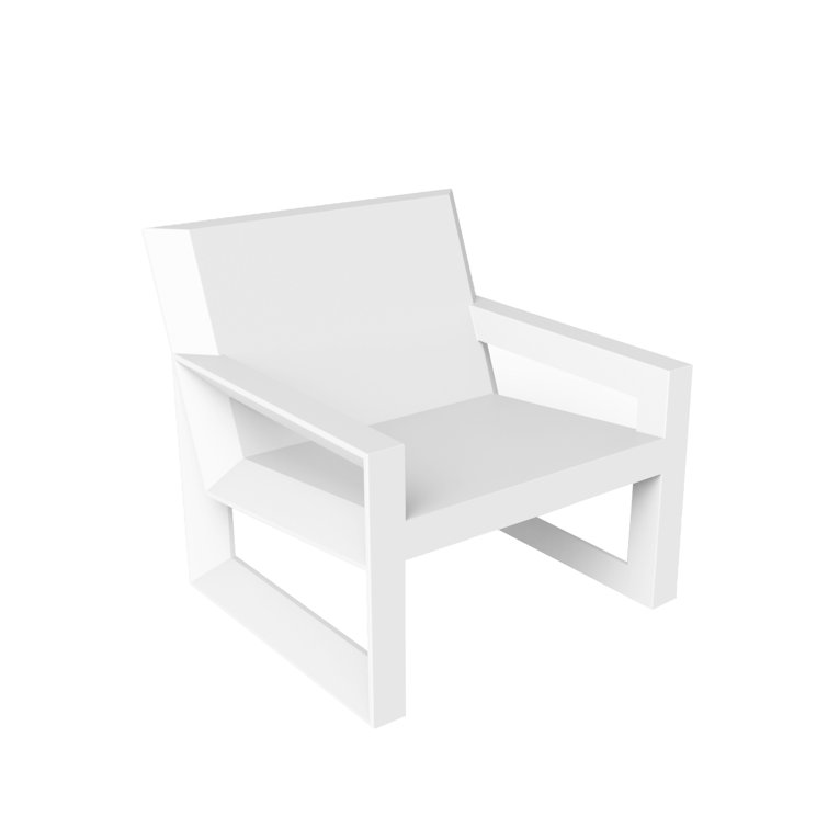 White Polyethylene Lounge Chair with Cushions and Arms