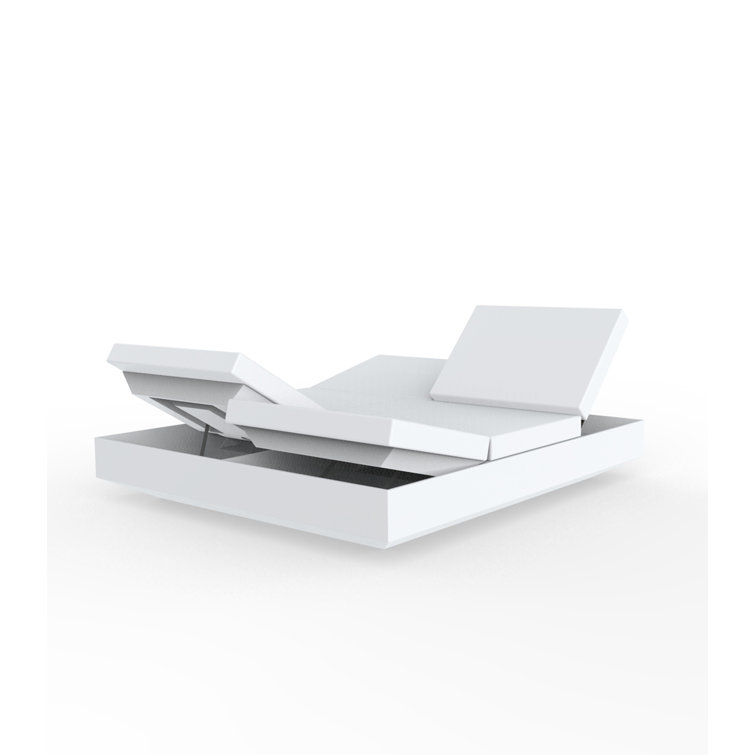 Vela Luxe White Matte Polyethylene Daybed with Nautical Vinyl Cushions