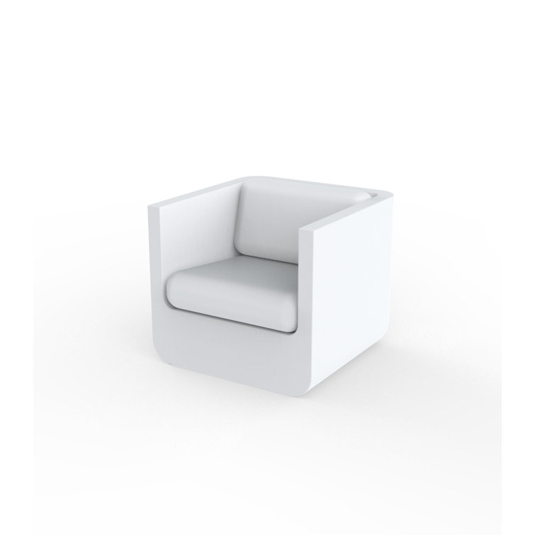 Esteve Modern White Matte Polyethylene Dining Chair with Cushioned Seat