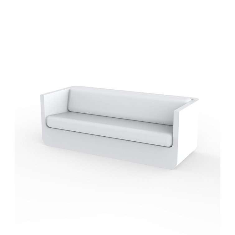 Esteve White Matte Polyethylene 3-Seat Sofa with Nautical Vinyl Cushions