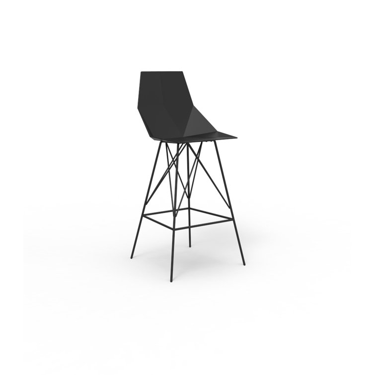 Faz Matte Black Polyethylene Armless Bar Stool