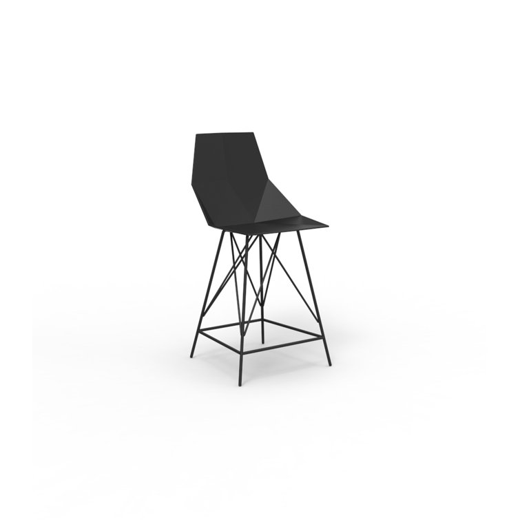 Faz Matte Black Polyethylene Armless Bar Stool