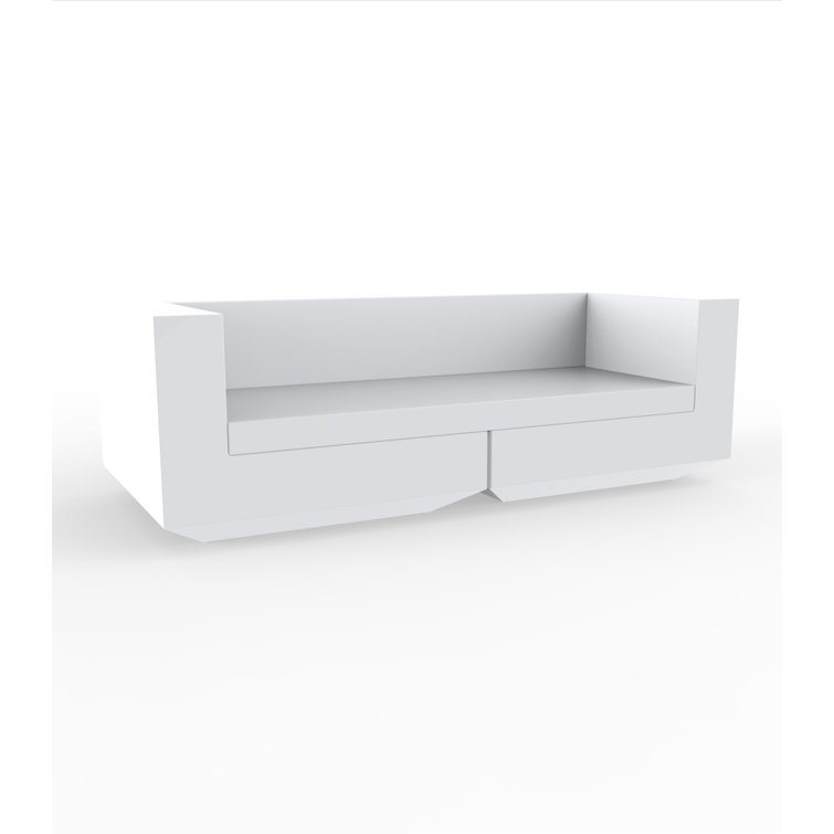Vela White Matte Polyethylene Sofa with Nautical Vinyl Cushions