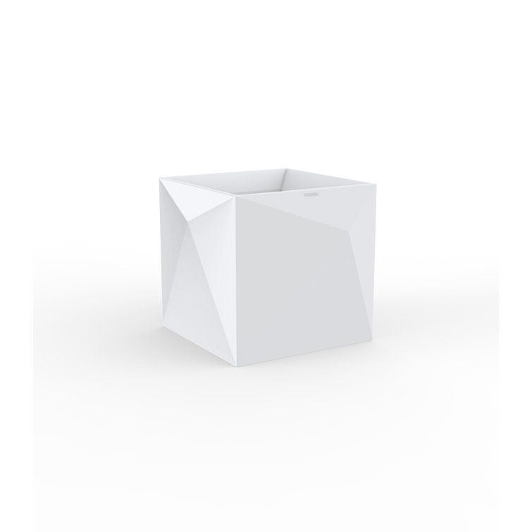 White Matte Geometric Polyethylene Indoor/Outdoor Planter