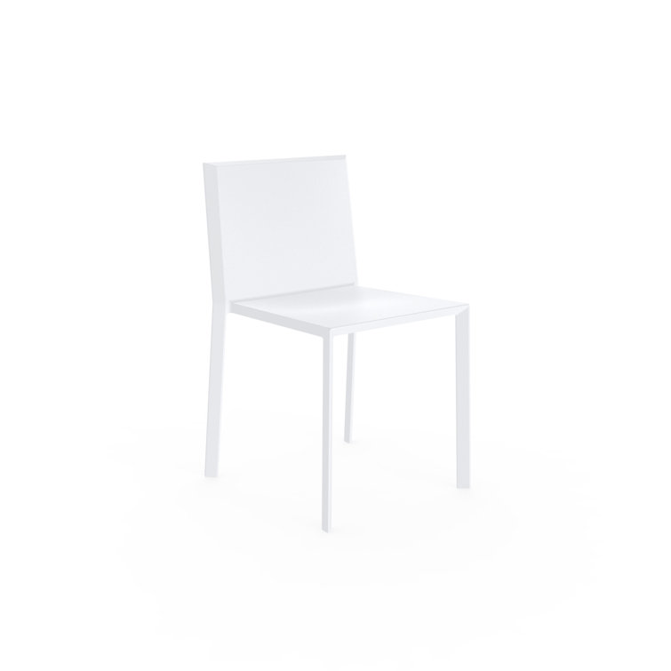 Quartz White Matte Polyamide Armless Dining Chair with Cushions