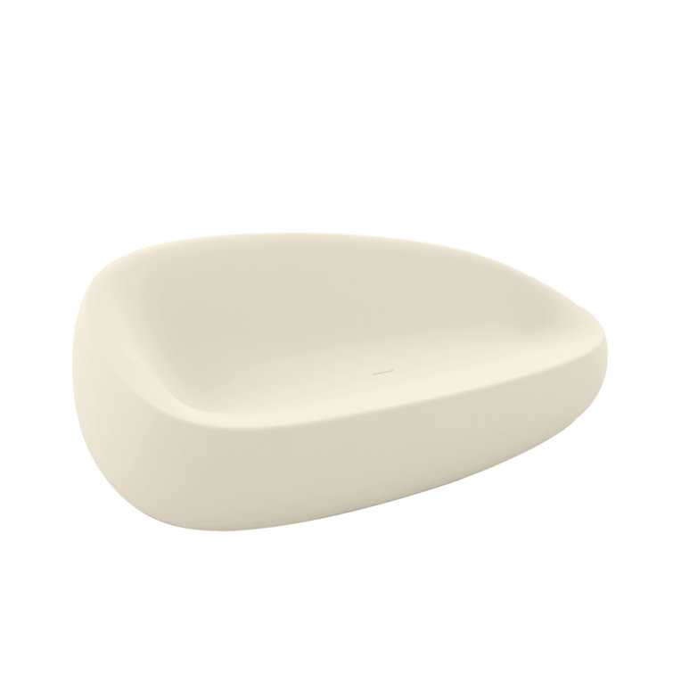 Ecru Matte Polyethylene Three-Seat Outdoor Sofa