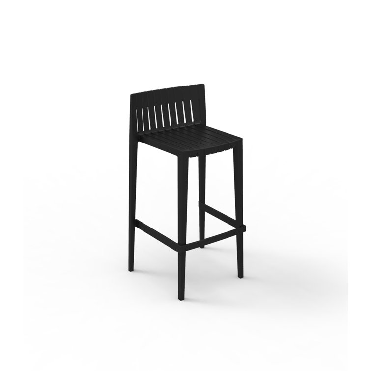 Black Matte Polypropylene Counter Stool with Arms
