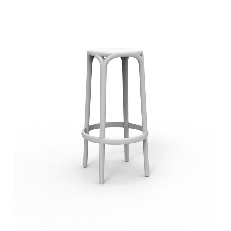 White Matte Polypropylene Backless Bar Stool