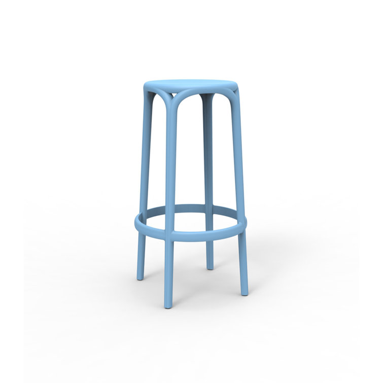 White Matte Polypropylene Backless Bar Stool