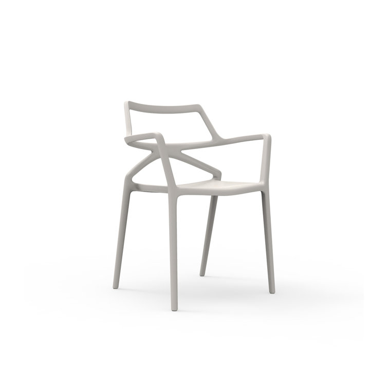 Ecru Matte Polypropylene Modern Dining Armchair