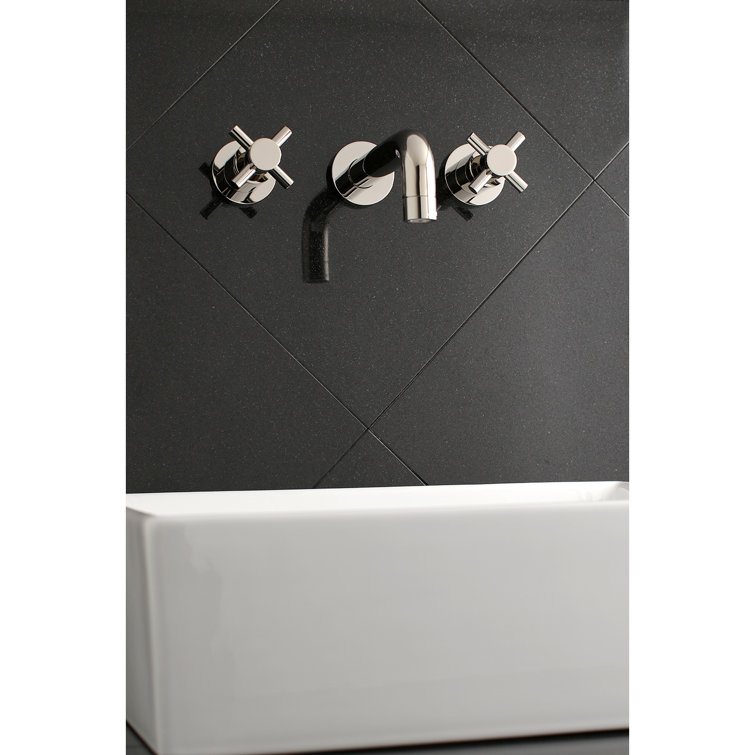 Concord Brushed Brass Dual-Handle Modern Wall Mount Faucet