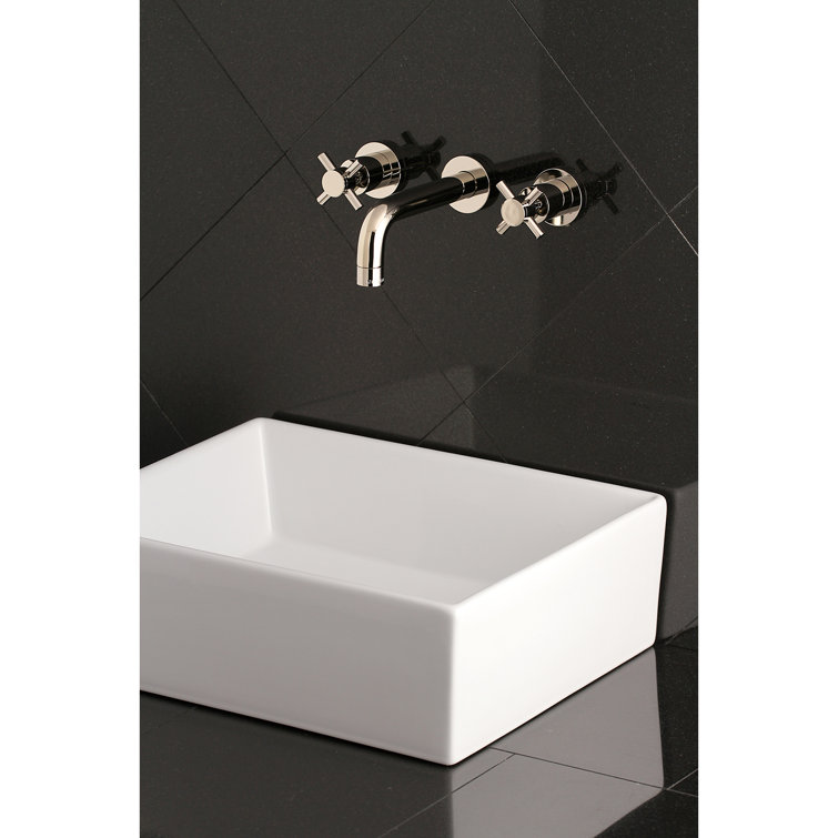 Concord Brushed Brass Dual-Handle Modern Wall Mount Faucet