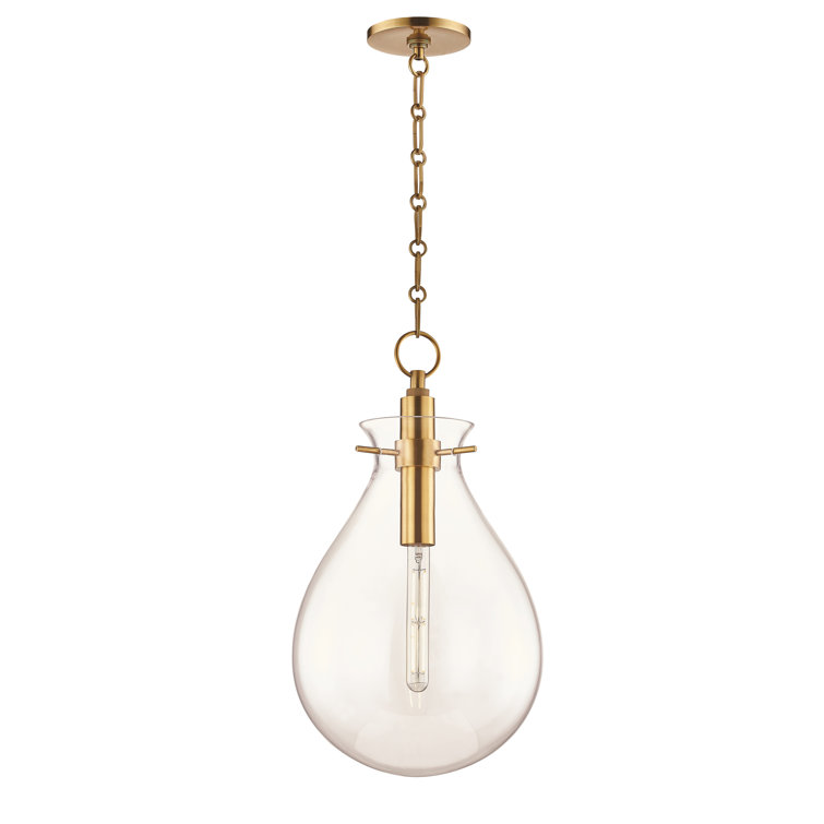Aged Brass and Glass LED Pendant Light