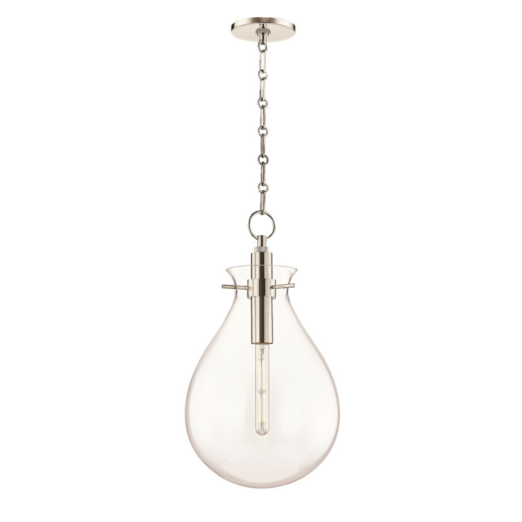 Polished Nickel Glass Pendant Light with Clear Shade