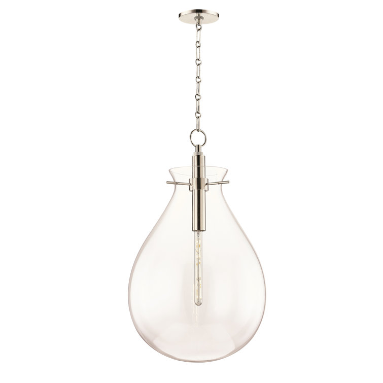 Polished Nickel Clear Glass 1-Light Pendant Lamp