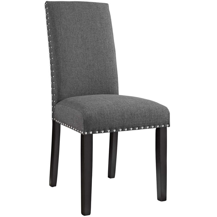 Gray Upholstered Parsons Side Chair with Wood Legs, Set of 4