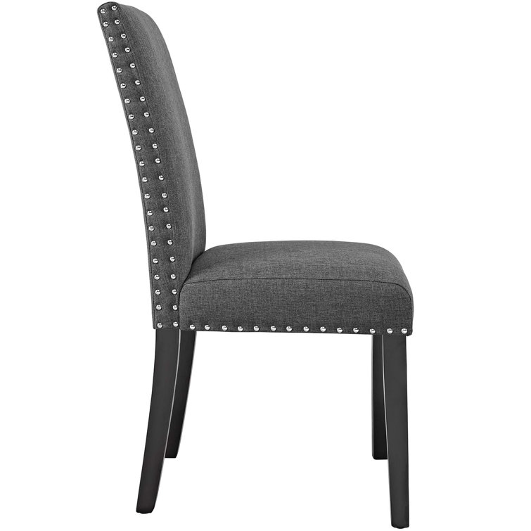 Gray Upholstered Parsons Side Chair with Wood Legs, Set of 4