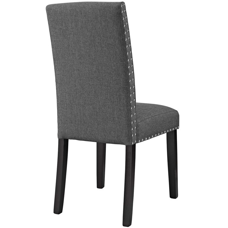 Gray Upholstered Parsons Side Chair with Wood Legs, Set of 4