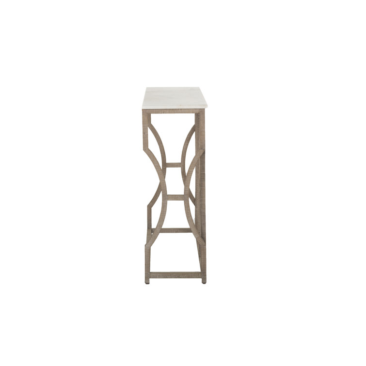 Helen Cloud White Marble & Charcoal Oak Console Table