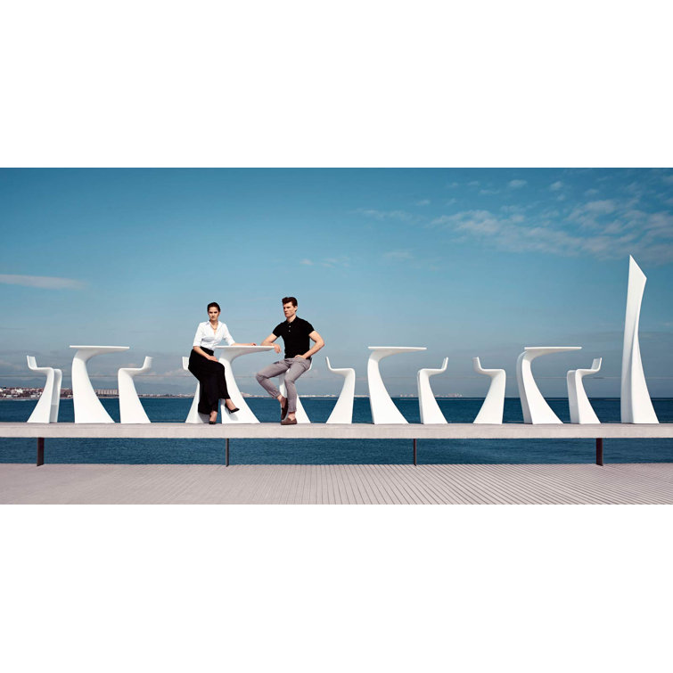 Ecru Polyethylene Indoor/Outdoor Sculptural Bar Stool