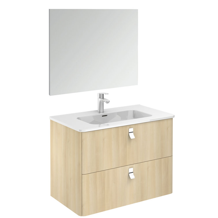 Nordic Oak 32'' Wall-Mounted Single Bathroom Vanity Set with Mirror
