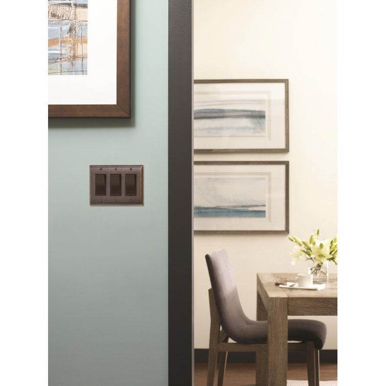 Oil Rubbed Bronze Triple Rocker Switch Wall Plate