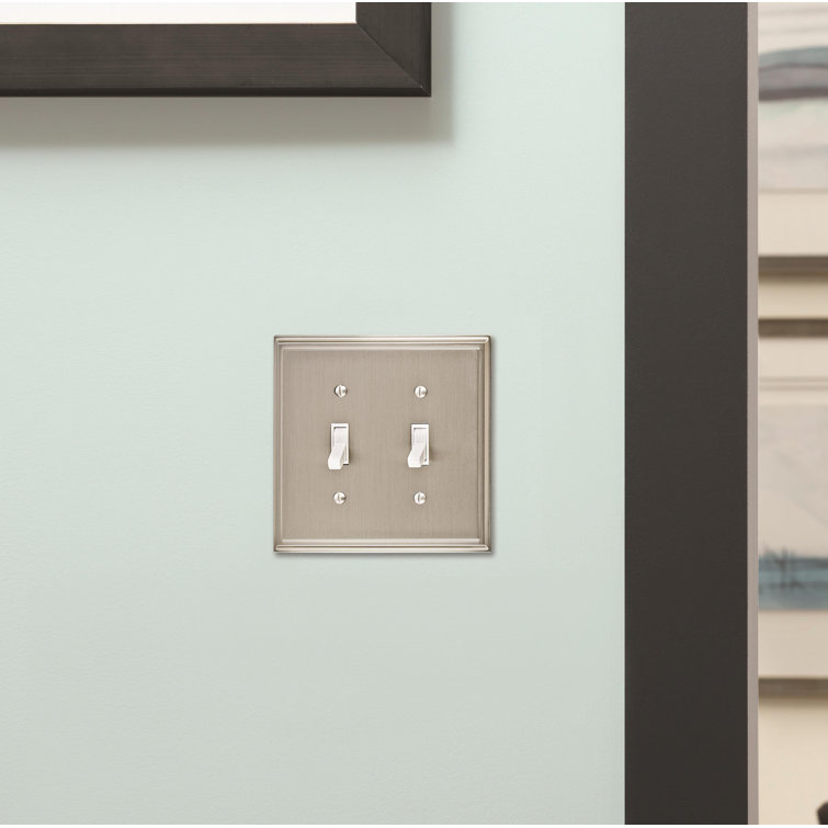 Satin Nickel Double Toggle Light Switch Wall Plate