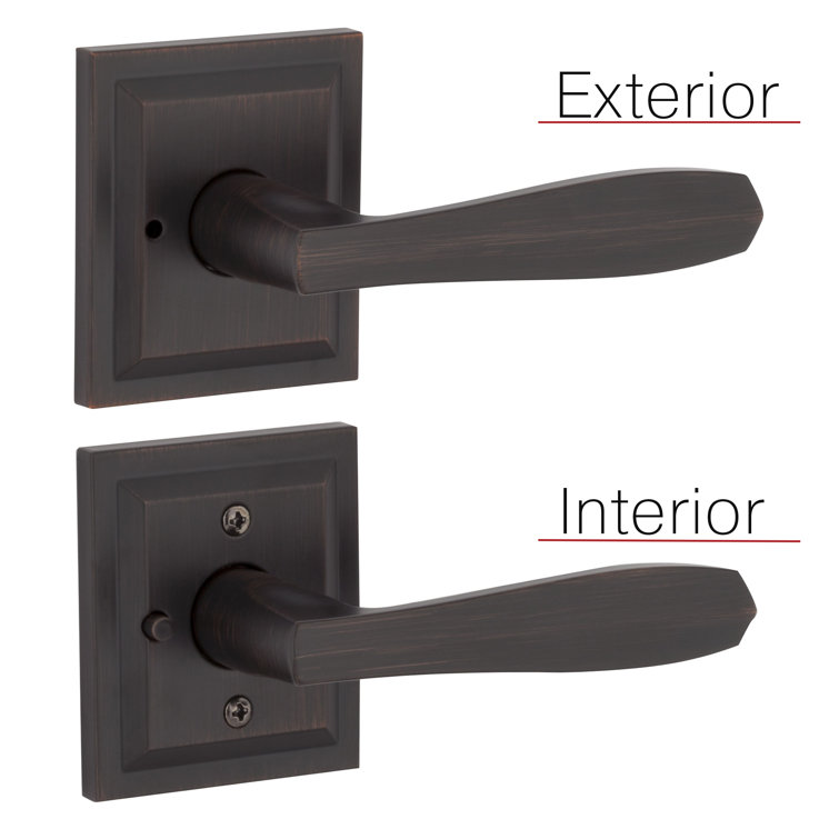 Venetian Bronze Square Backplate Bed/Bath Privacy Lever Handle