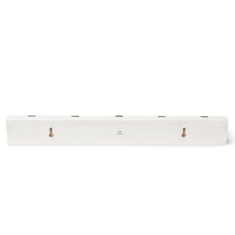 Sleek White 5-Hook Retractable Solid Wood Coat Rack