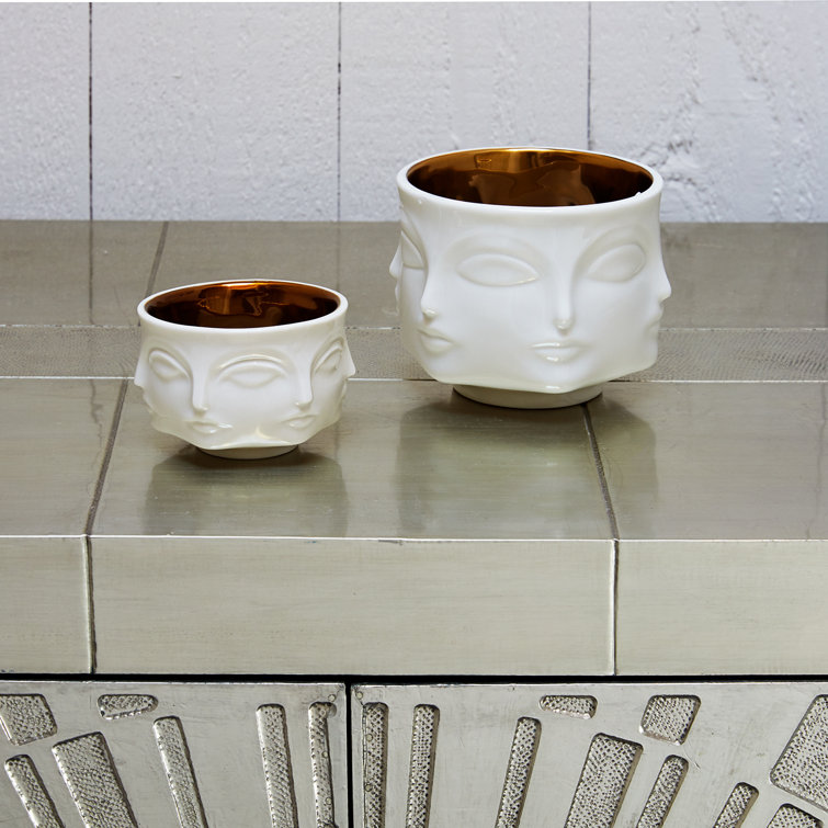 White and Gold Ceramic Muse Votive Holder